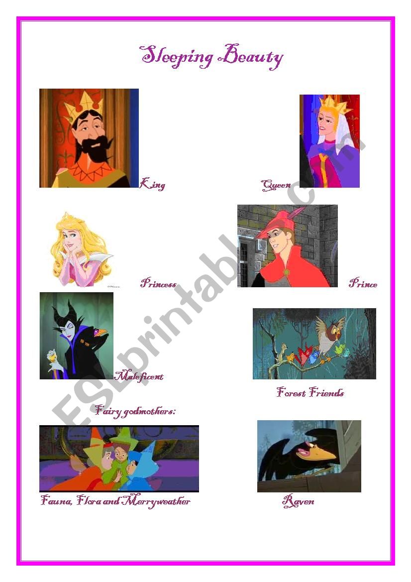 Sleeping beauty characters worksheet