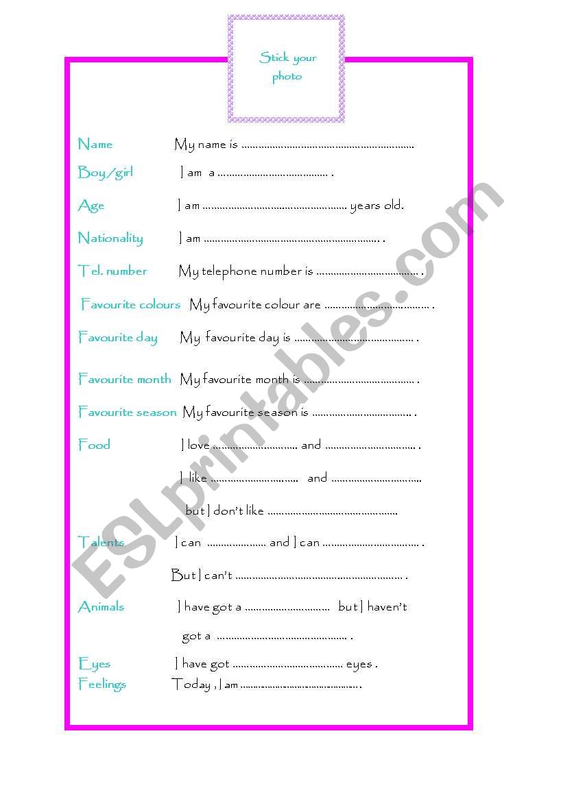 Presentation worksheet