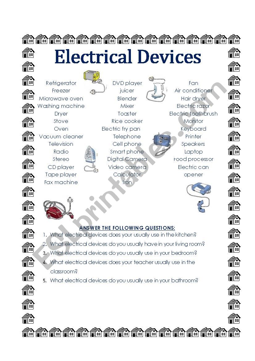 electrical devices  worksheet