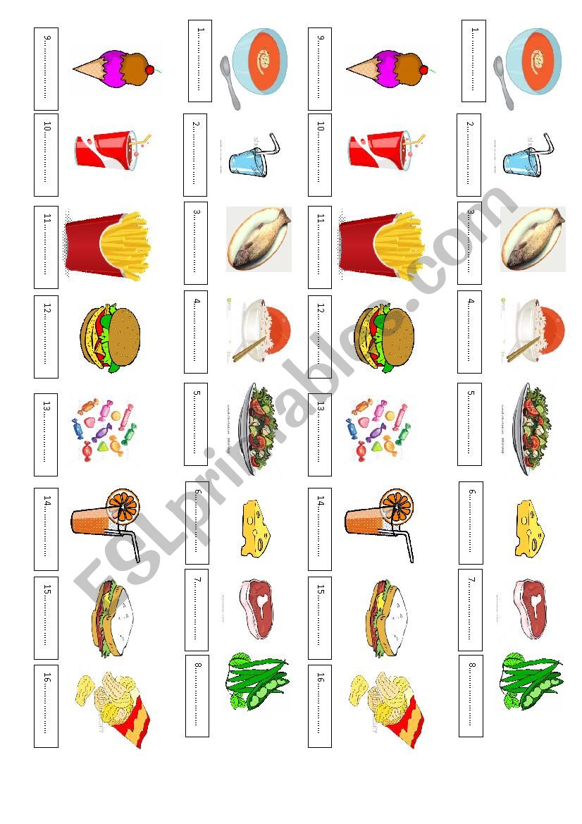 FOOD AND DRINKS worksheet