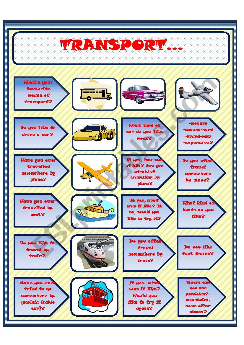 TRANSPORT-questions-speaking activities