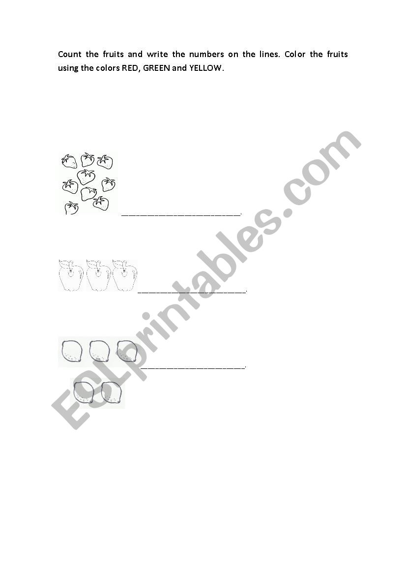 Counting fruits worksheet