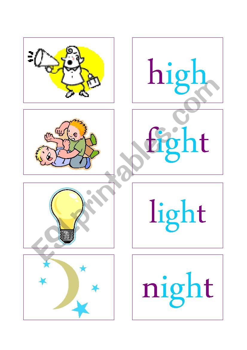 Vocabulary Memory game (igh) worksheet