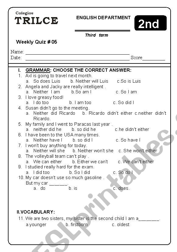 EASY TEST worksheet