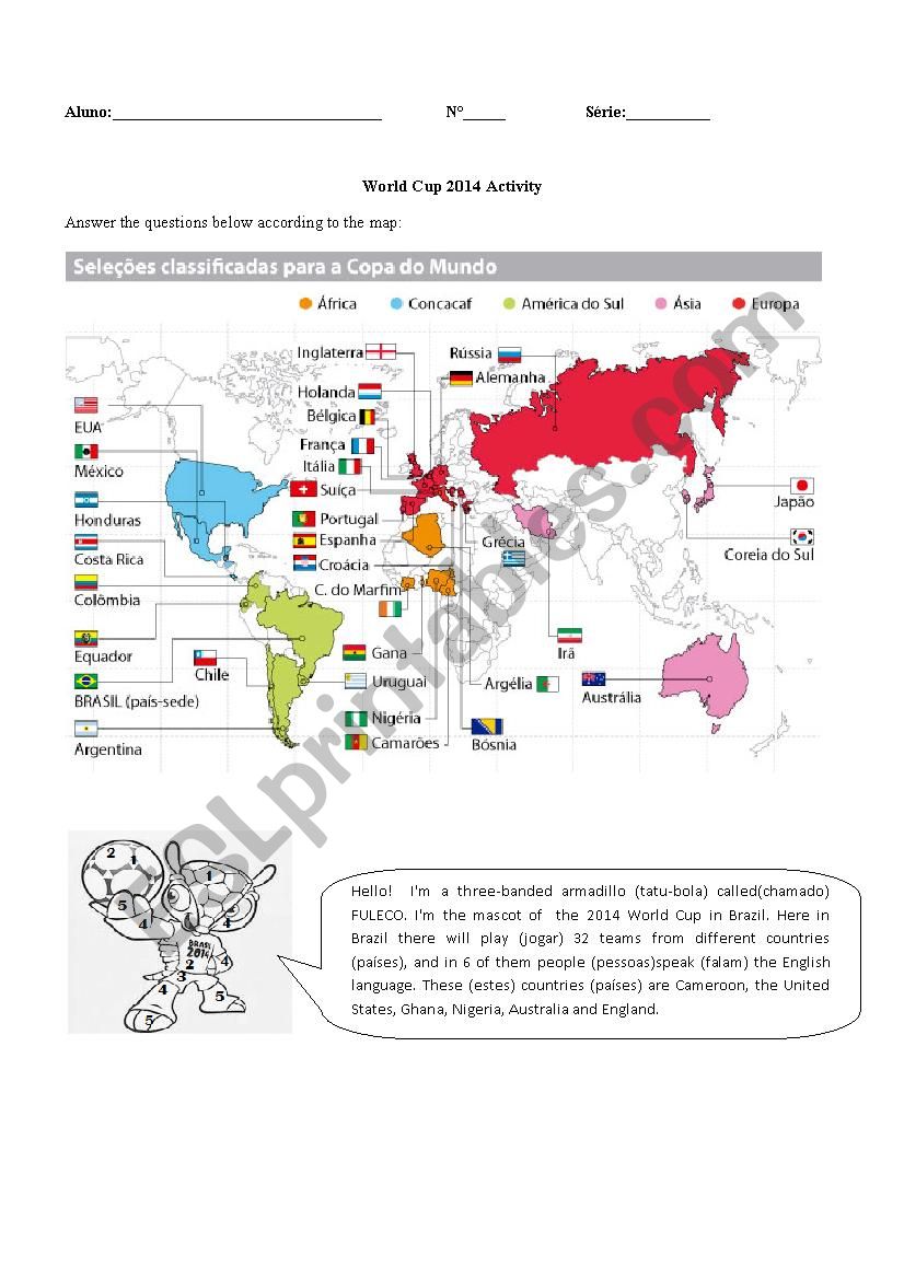 World Cup 2014 worksheet