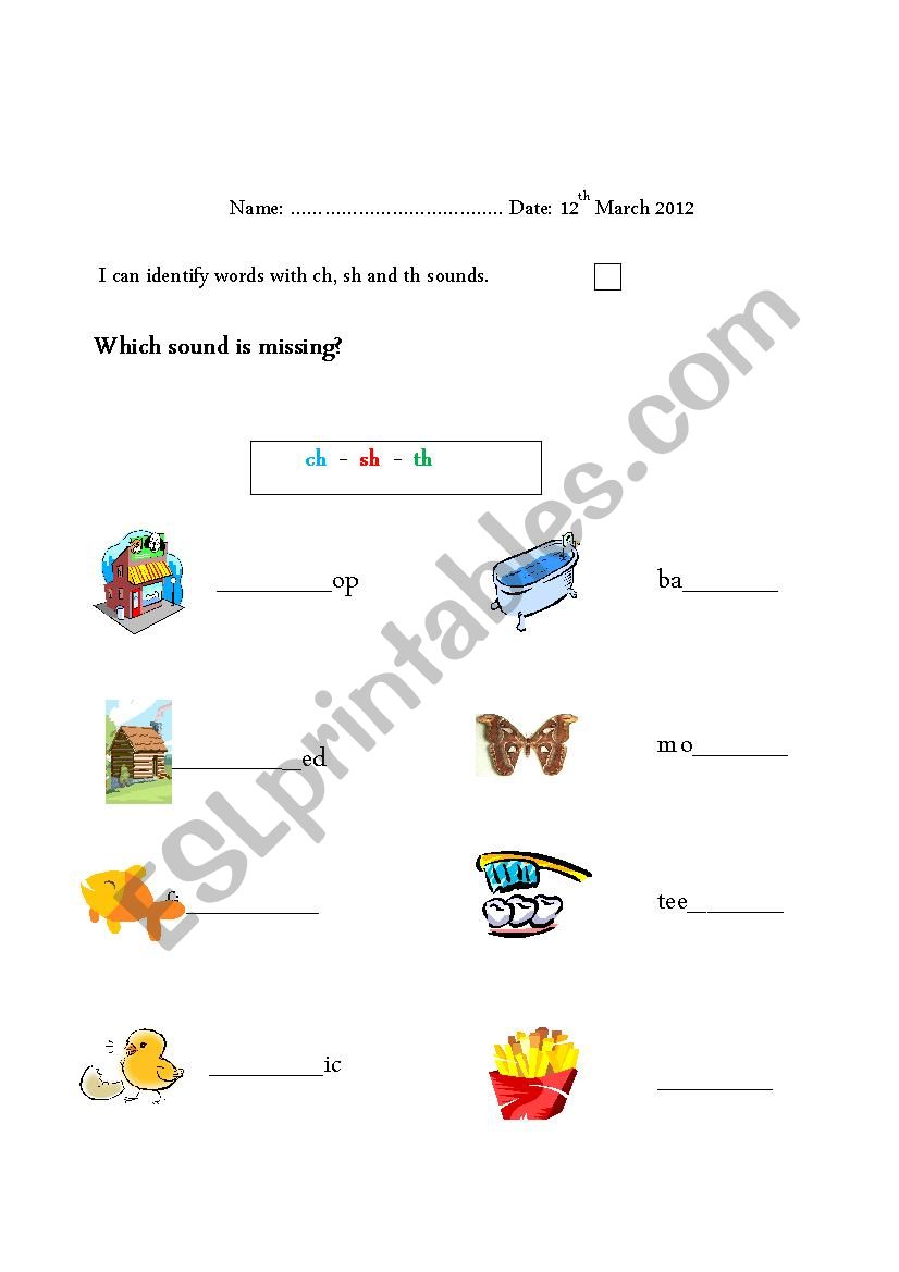 Building words with the phonemes CH SH TH