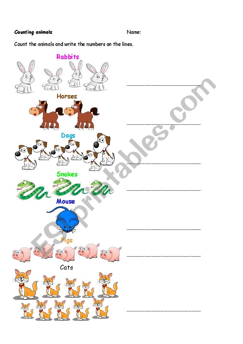 Counting Animals worksheet