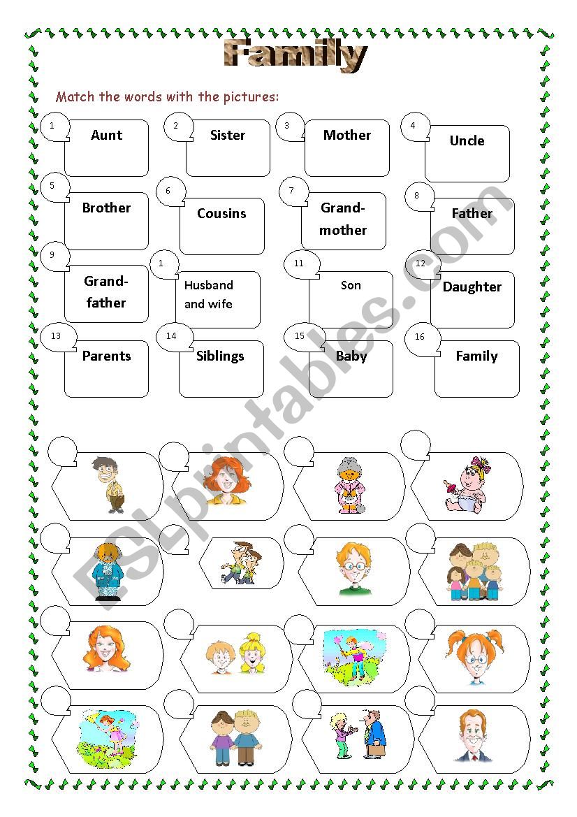 Family worksheet