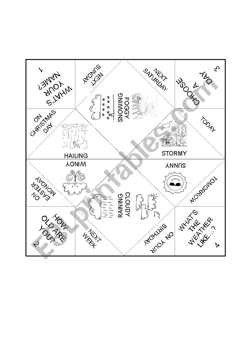 The weather cootie catcher worksheet