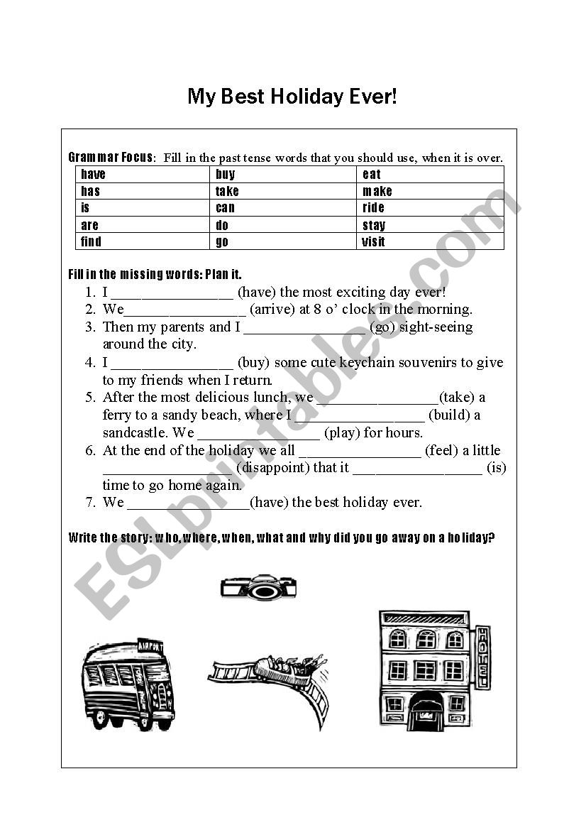 The Best Holiday Ever worksheet