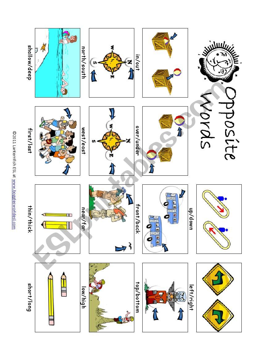 Opposites pictionary worksheet