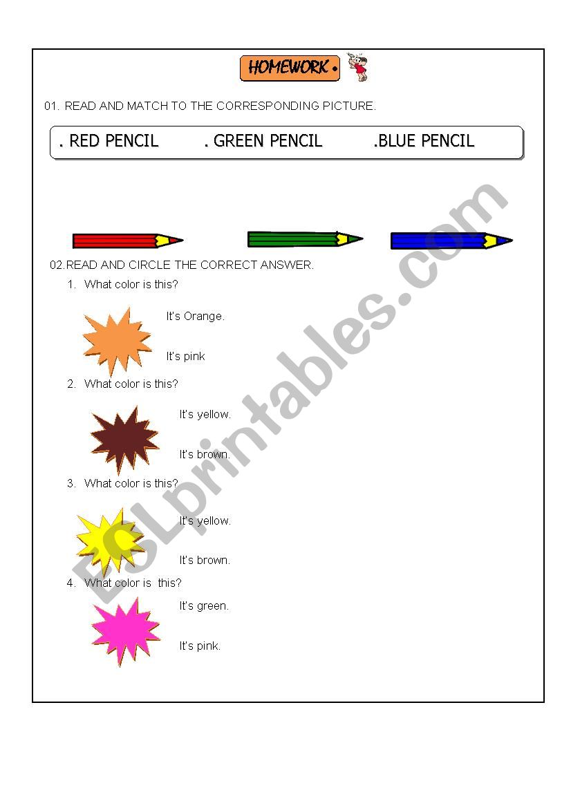 colours worksheet