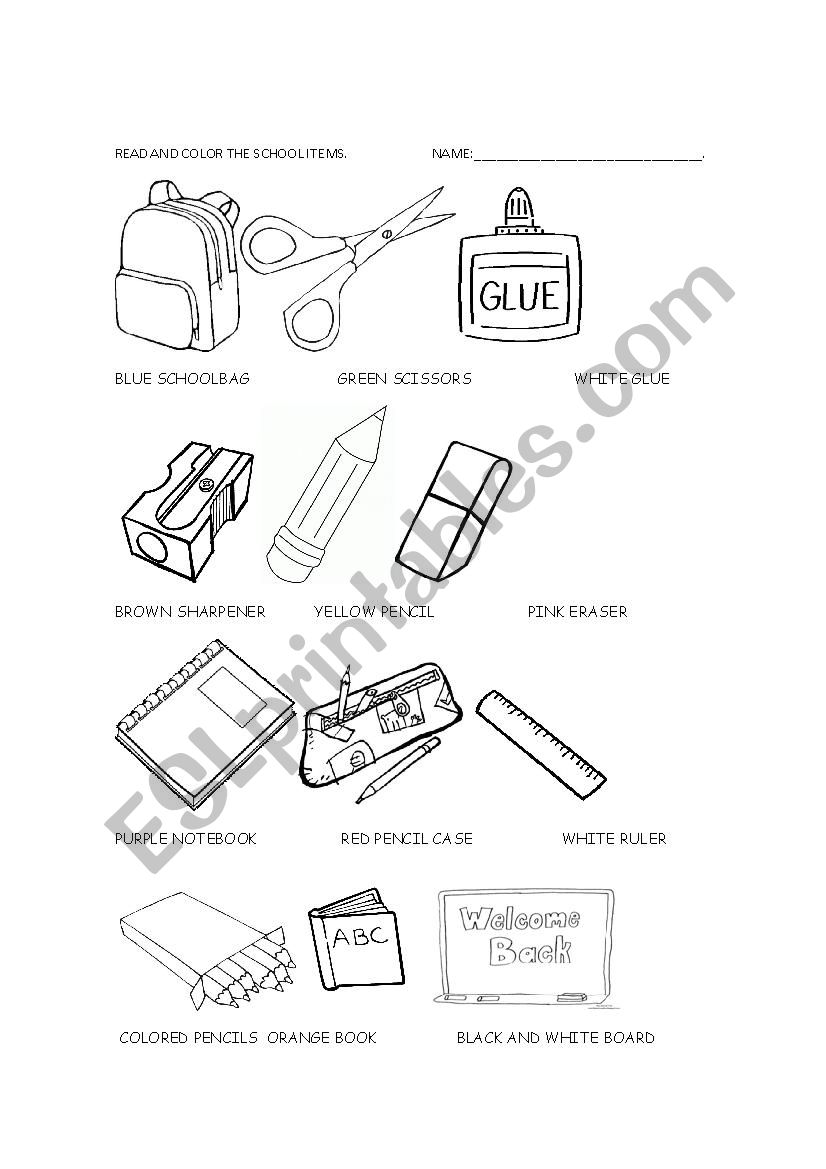 Clasroom objects worksheet