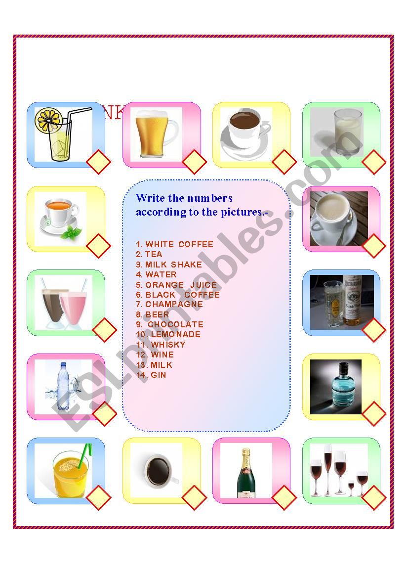 DRINKS worksheet