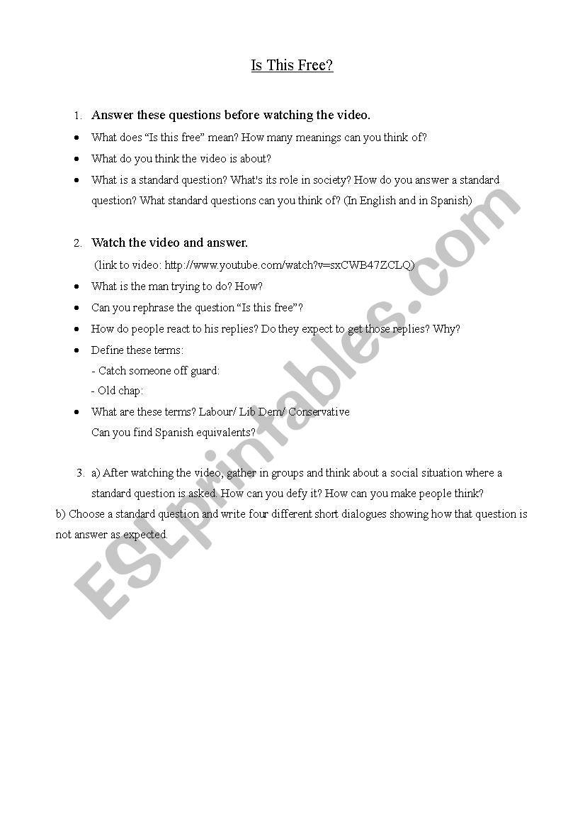 Social situations worksheet