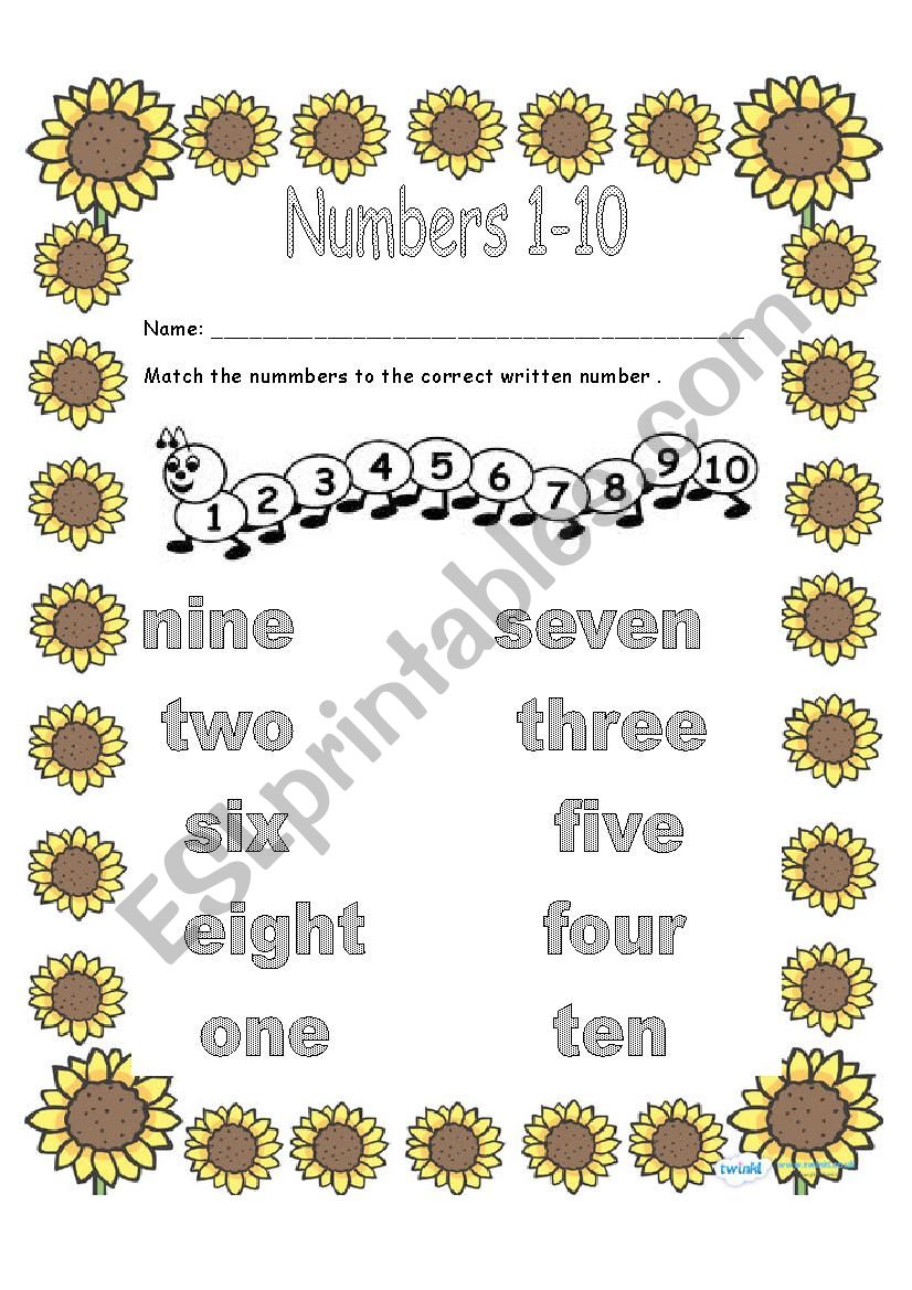 numbers 1-10  worksheet