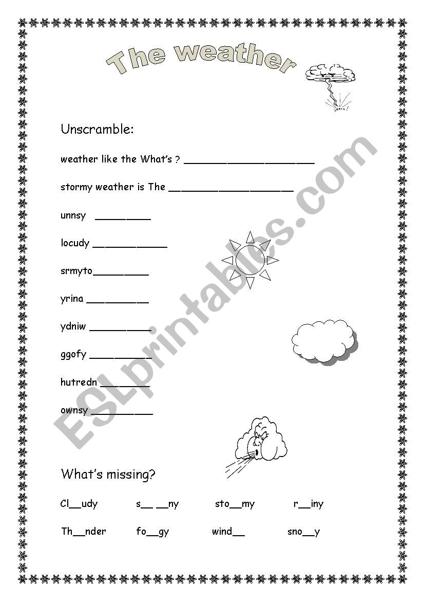 The weather worksheet worksheet