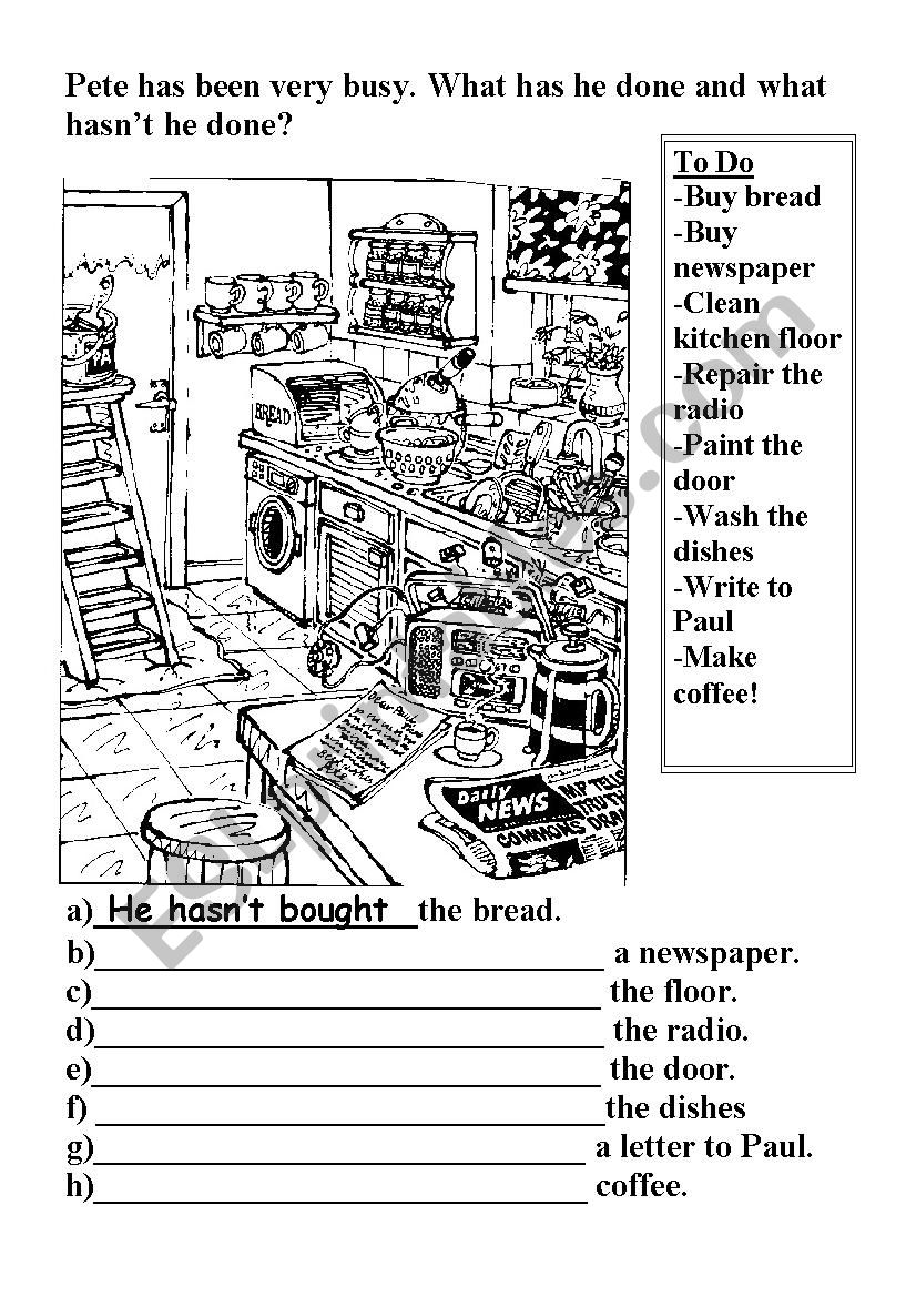 Present perfect  worksheet