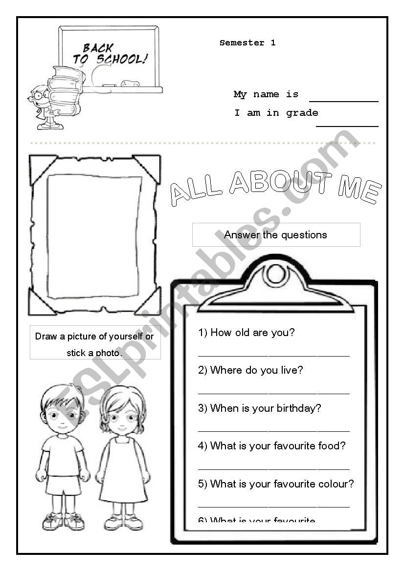 About me worksheet