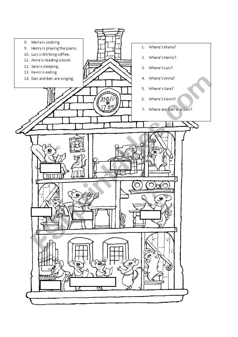 Mouse House Verbs worksheet