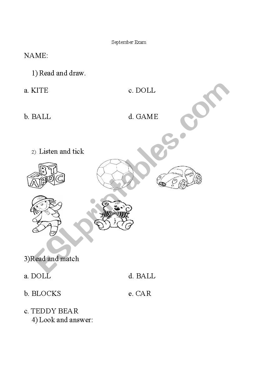toys and professions worksheet