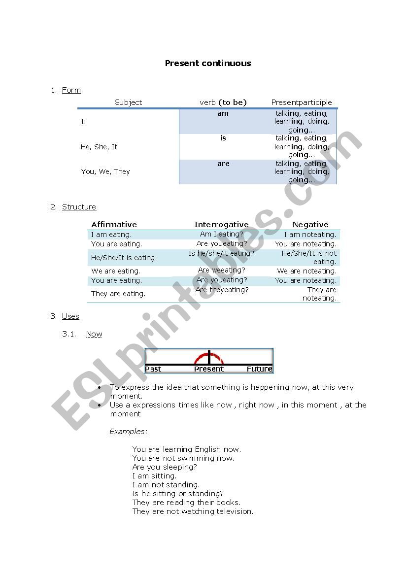 Present Continuous worksheet