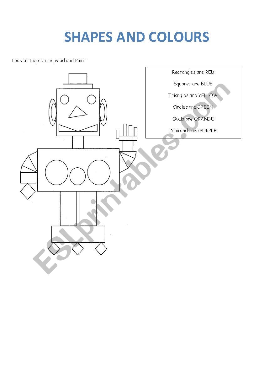 Shapes and colours worksheet