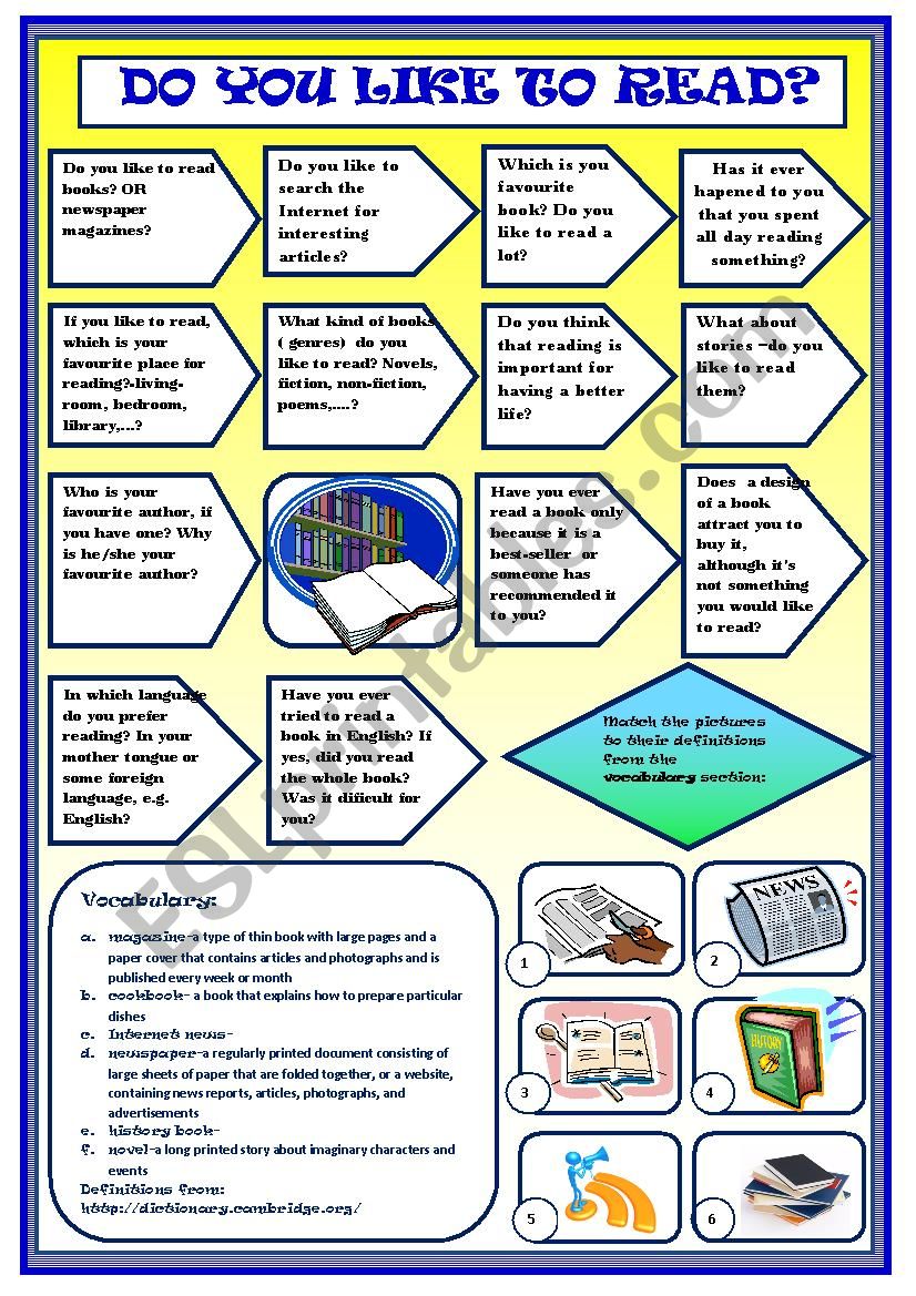 Do you like to read? Speaking + Vocabulary