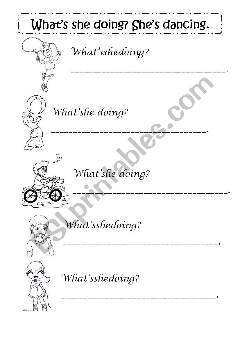 WhatÂ´s she doing? worksheet