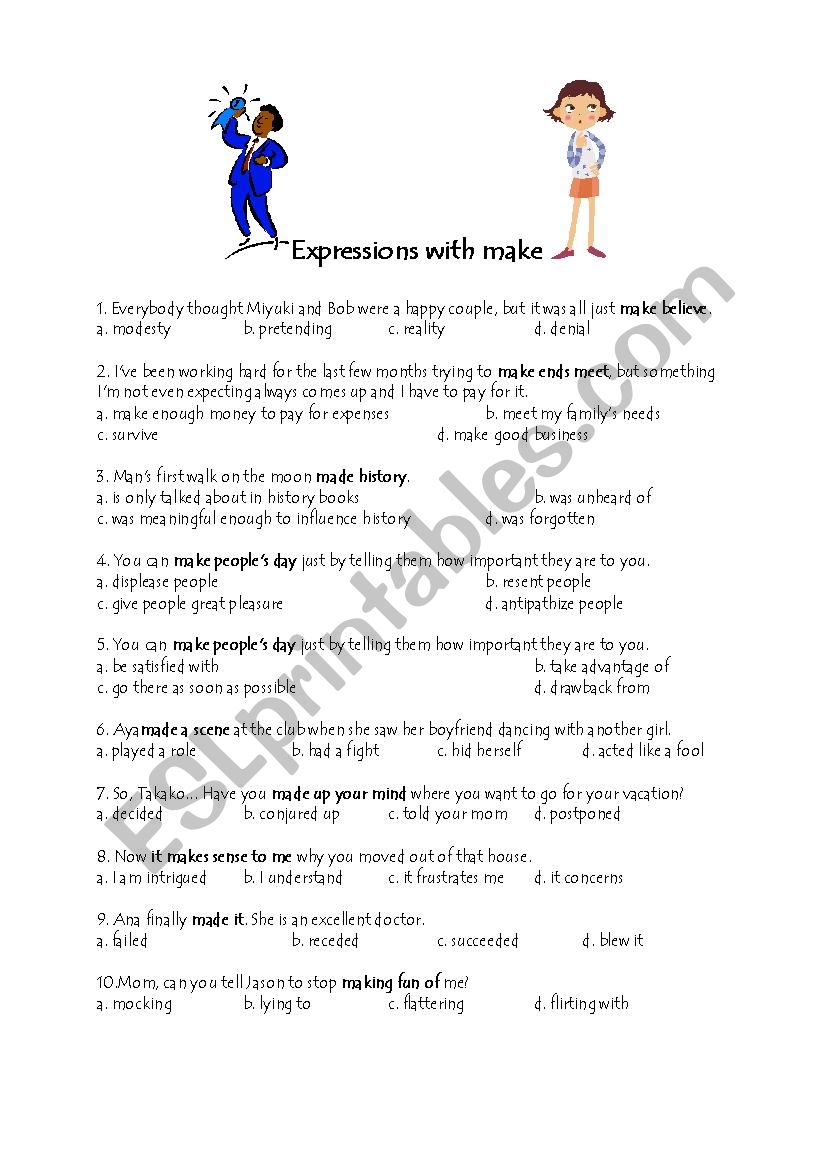 Idioms with Make worksheet