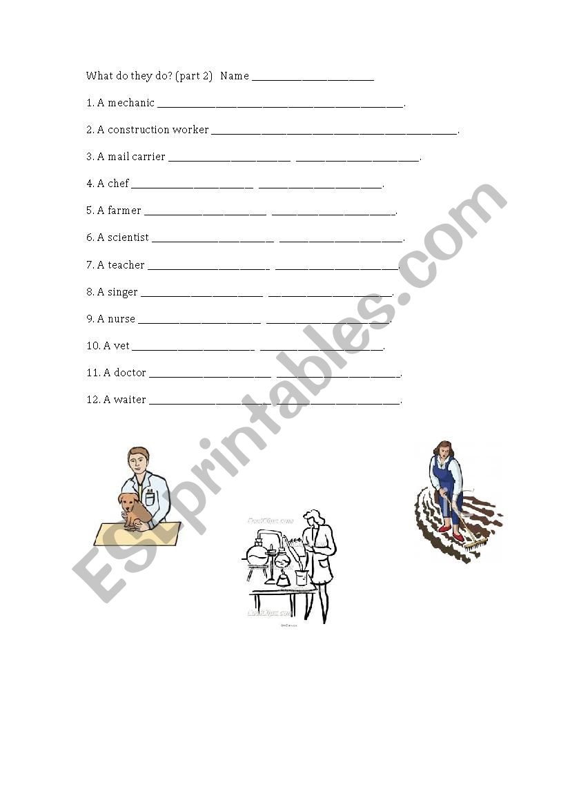 What do they do? - part 2 worksheet