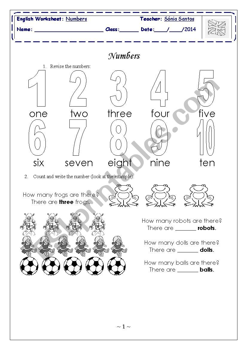 Numbers worksheet