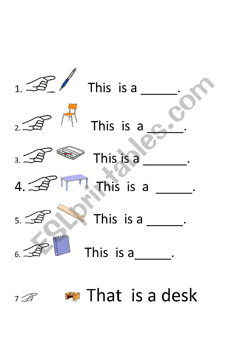 Classroom objects worksheet