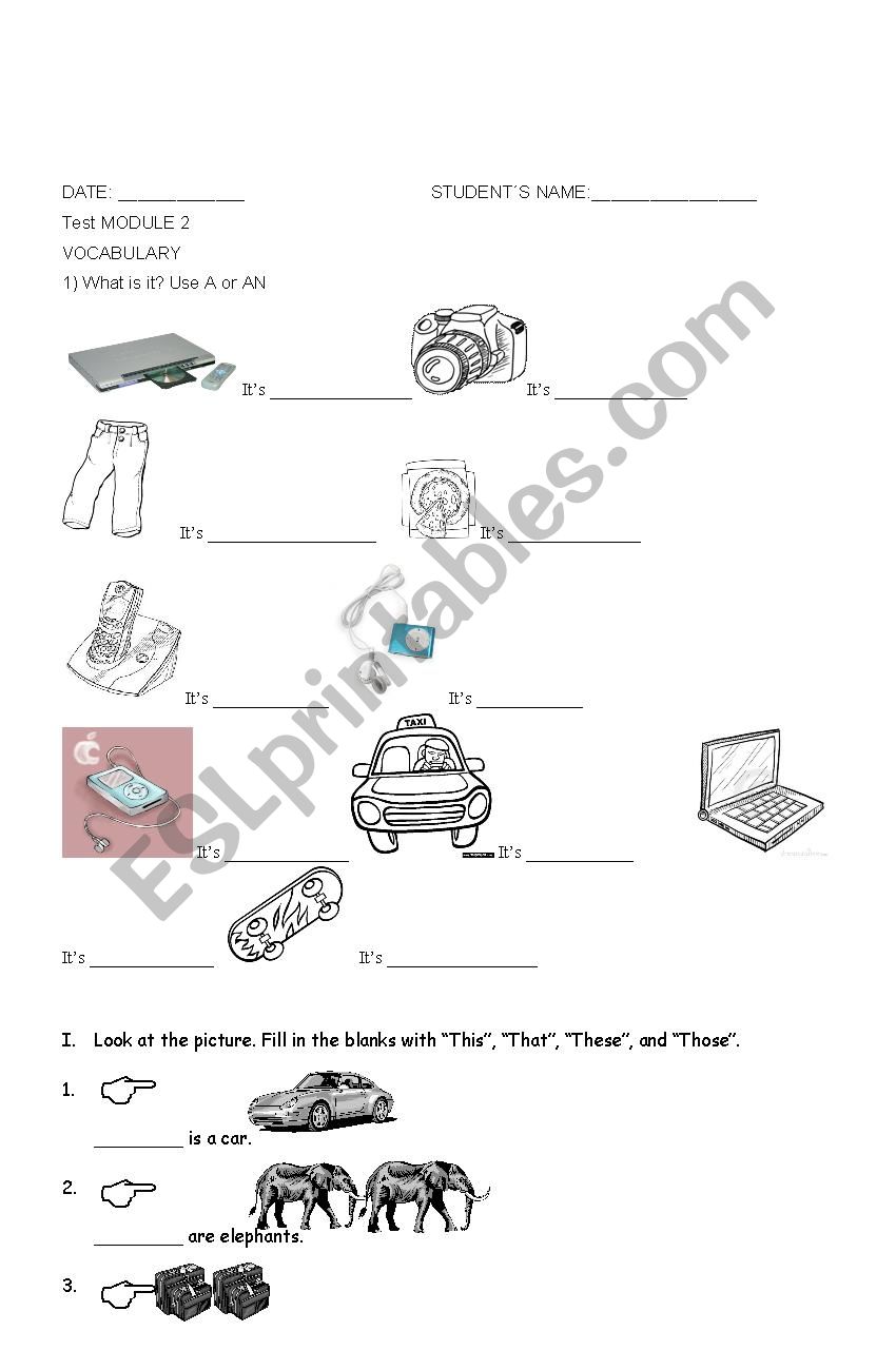 this, that, these, those worksheet