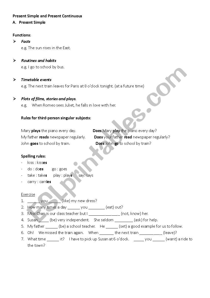 Simple Present worksheet