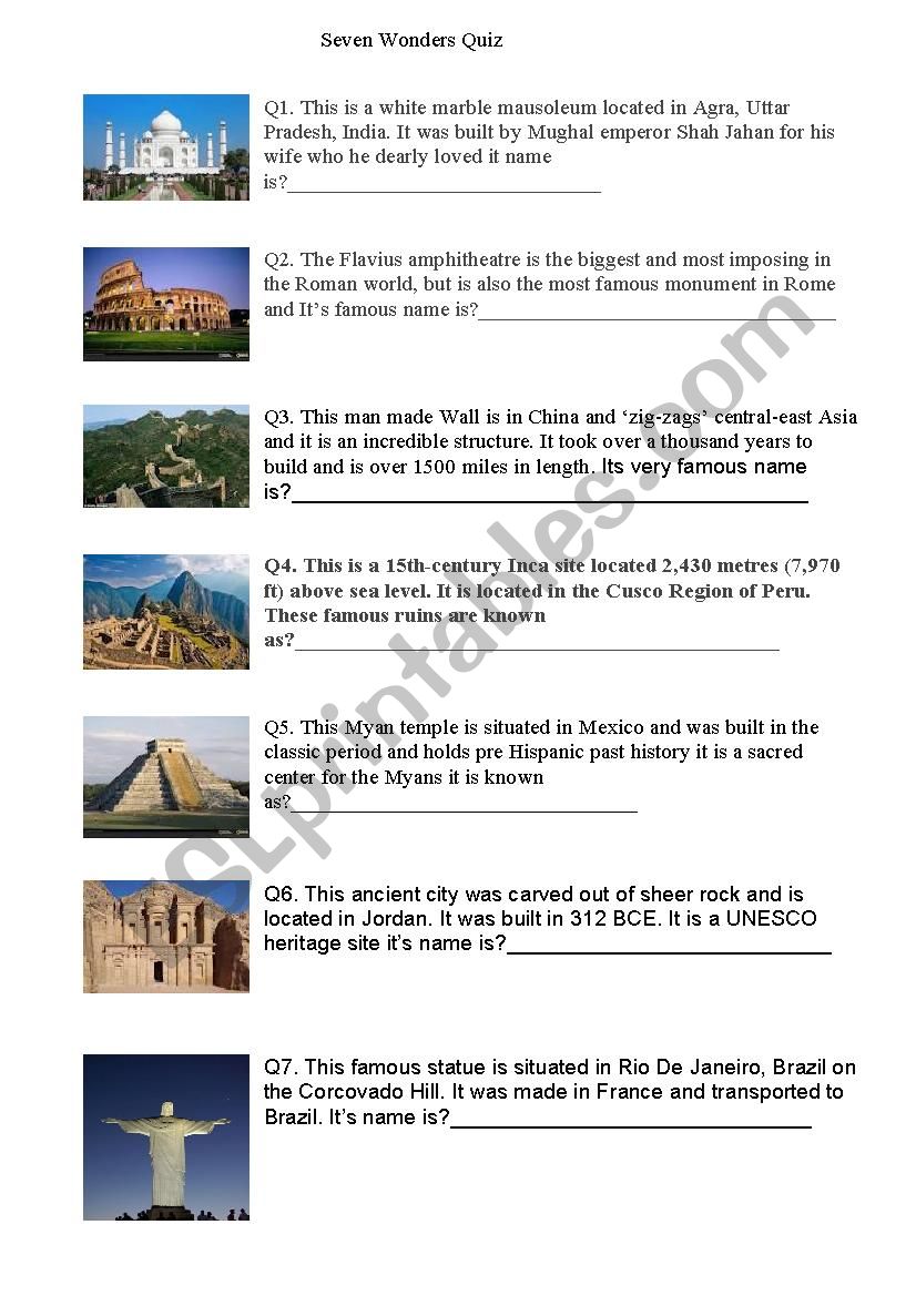 Seven Wonders of the World Quiz