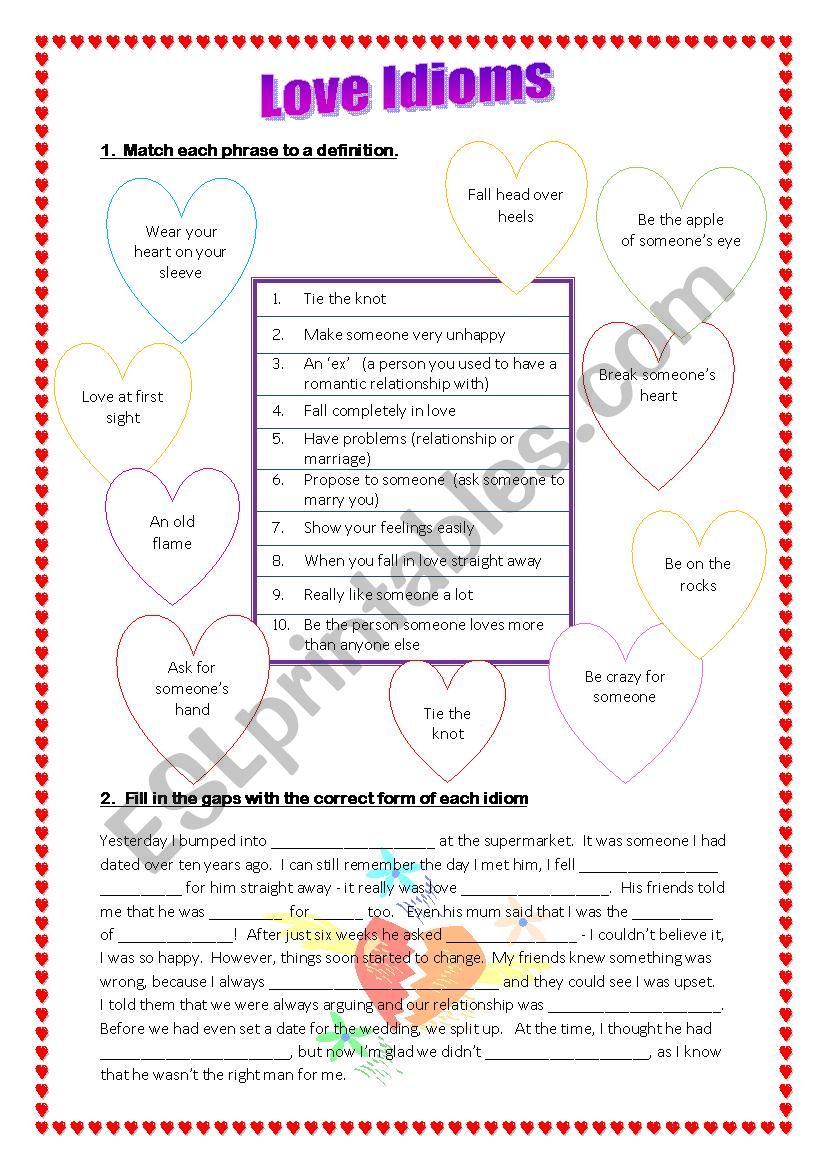 Love Idioms worksheet
