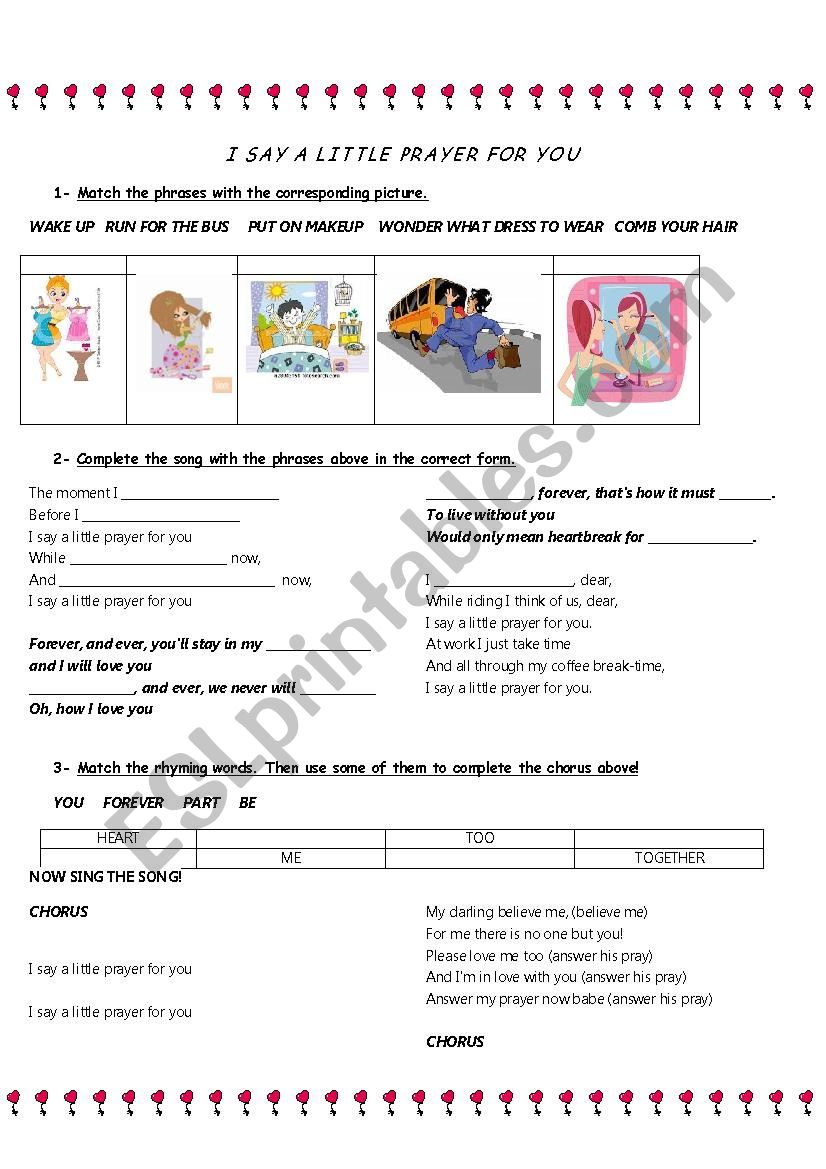 say  alittel pray for you worksheet