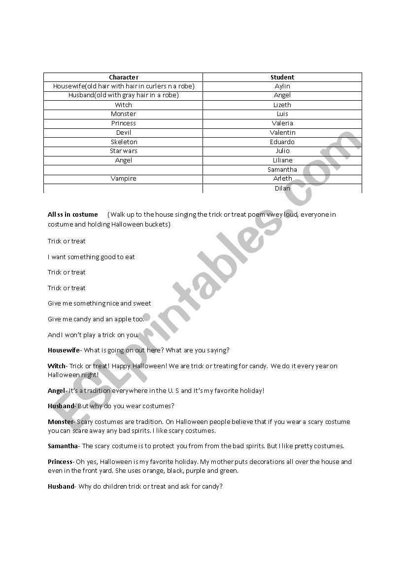 Halloween Play worksheet