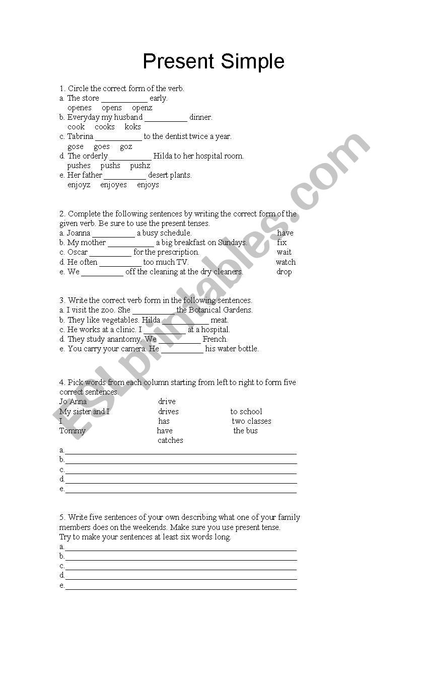 Present Simple worksheet