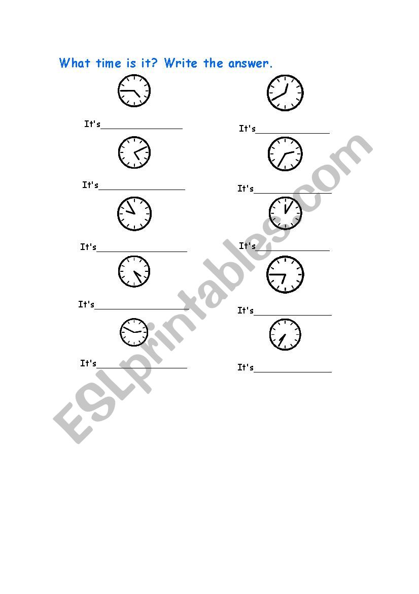 The Time worksheet