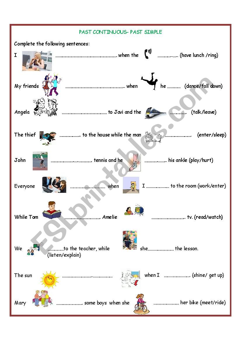 PAST CONTINUOUS / PAST SIMPLE worksheet