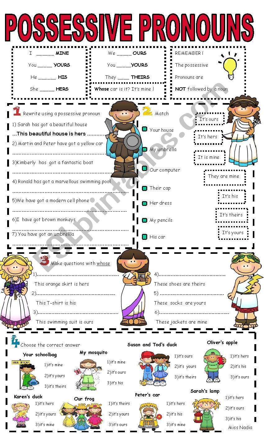 possessive pronouns worksheet