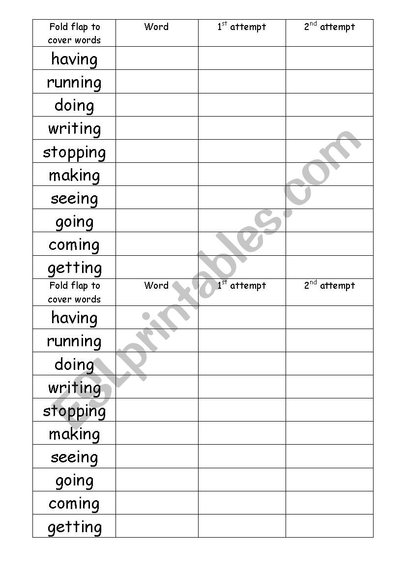 hide & check spellings worksheet