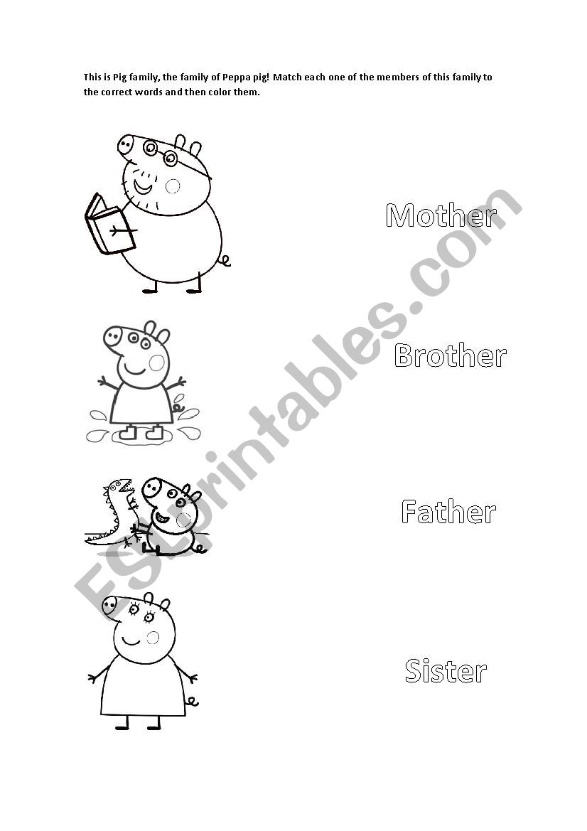Pig Family worksheet