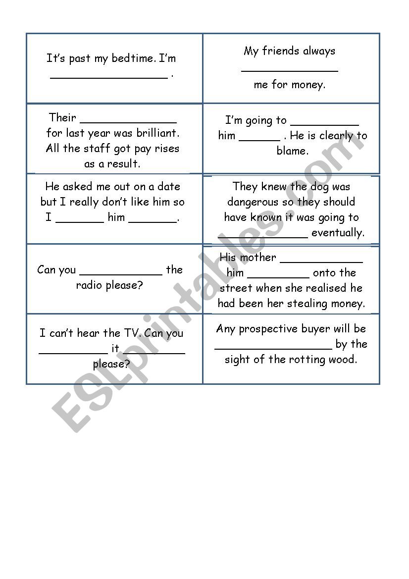 Phrasal Verbs Turn Worksheets