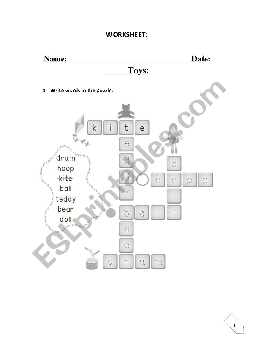 Toys worksheet