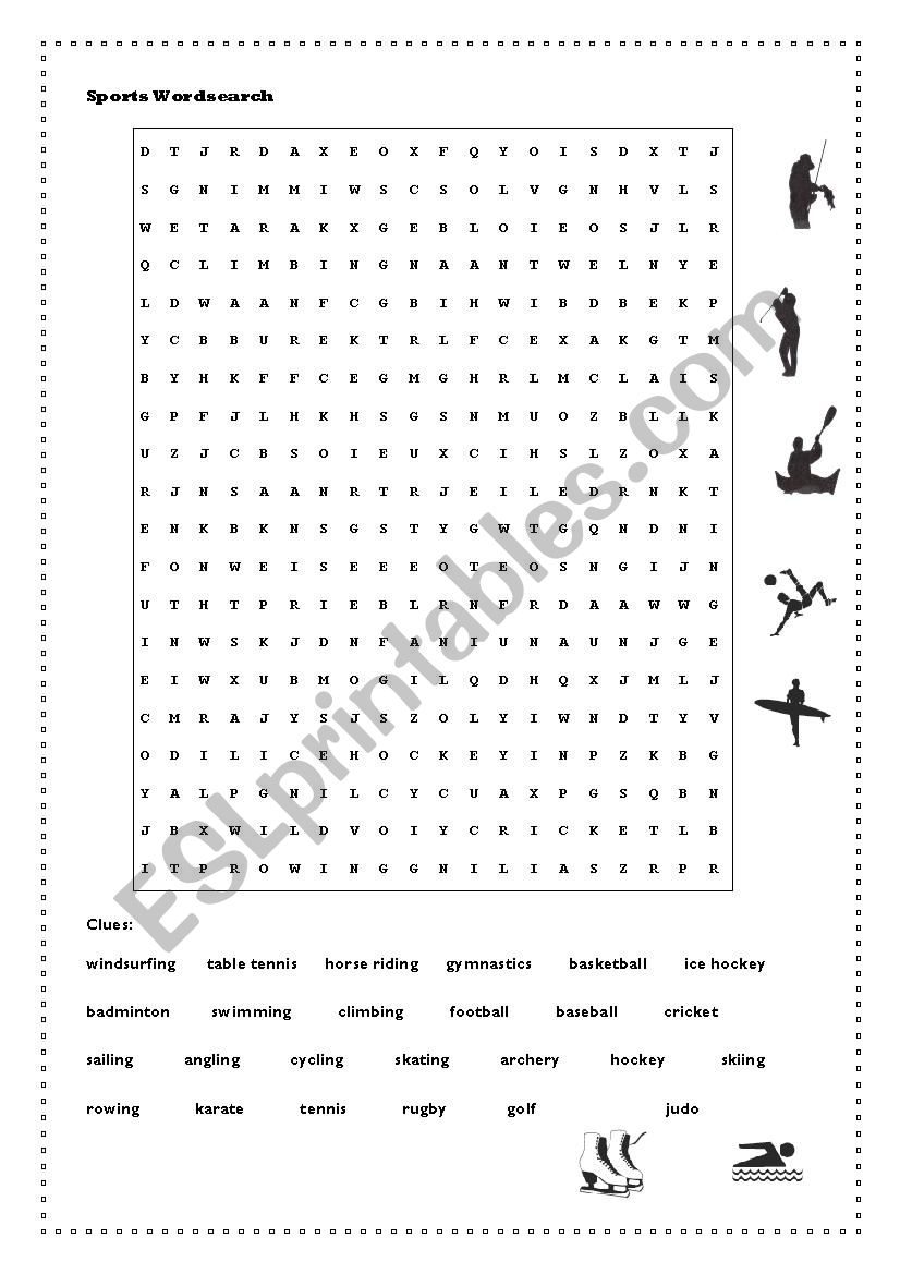 Sports Wordsearch worksheet