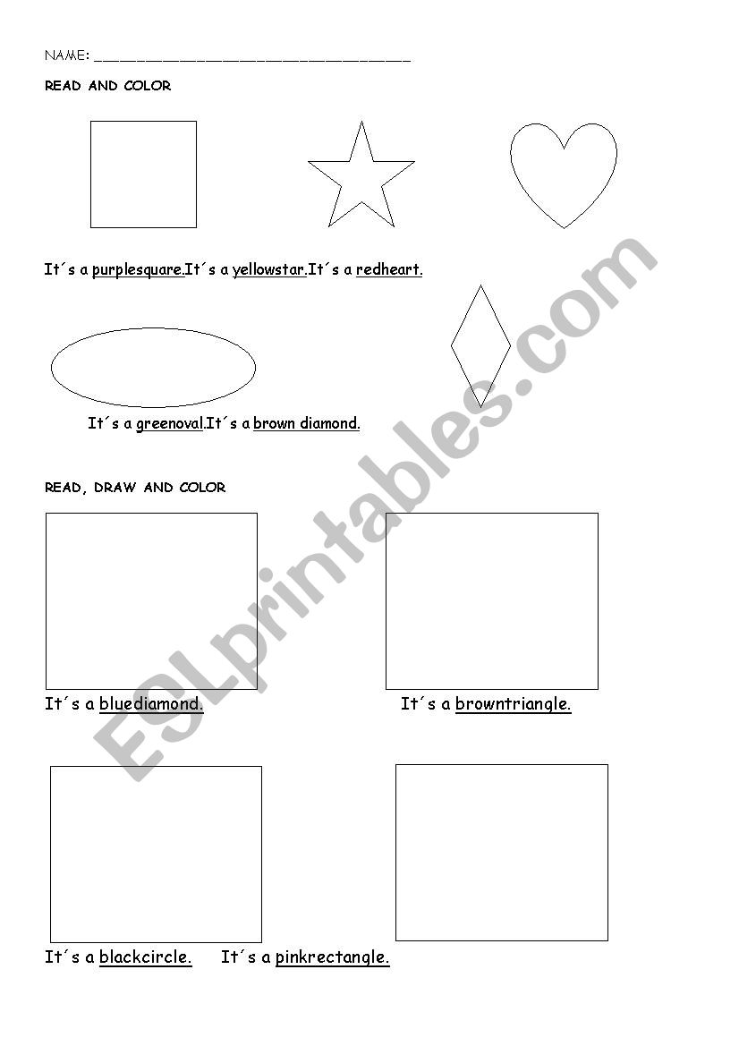 SHAPES AND COLOURS worksheet