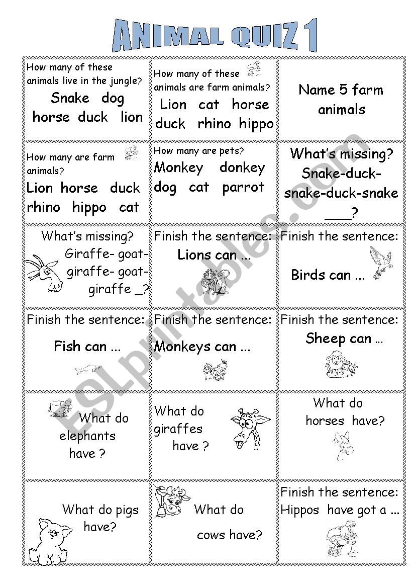 Animal Quiz worksheet